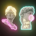 Neon Decorative Lights Featuring Statue Heads And Art Text Design 3d model