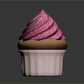 Delicious Cupcake With Pink Swirl Frosting Sprinkles And Brown Cake In Pink Paper Cup