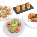 Animal Shaped Appetizers And Avocado Toast With Fresh Toppings On Plates