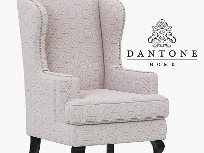 Dantone Home Light Colored Accent Chair With Hexagonal Pattern Nailhead Trim And Dark Legs 3d model