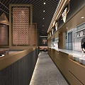 Modern Chinese Hot Pot Restaurant Interior With Wooden Slat Ceiling Lattice Partition And Booth Seating