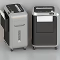 Modern Office Appliance Paper Shredders In Two Different Silver Black Designs With Wheels