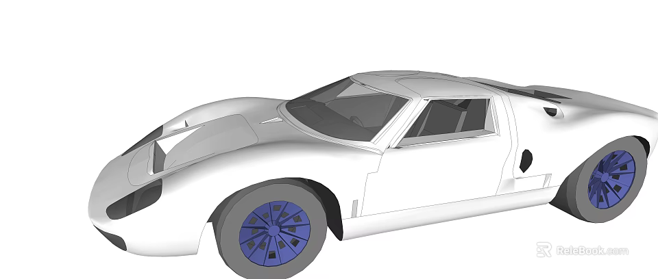 Sleek White Sports Car With Blue Rims And Aerodynamic Body Design 3d model 
