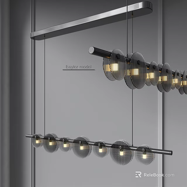 Modern Hanging Chandelier With Multiple Glass Shades And Metal Frame Design 3d model 