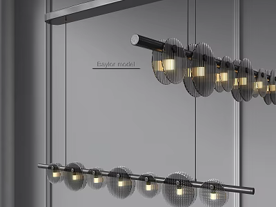 Modern Hanging Chandelier With Multiple Glass Shades And Metal Frame Design 3d model