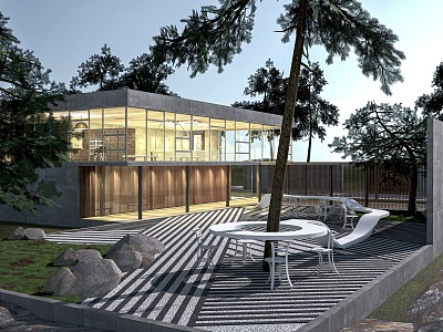 Courtyard Landscape Homestay Courtyard Homestay Architecture Landscape Seat 3d model