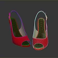 Red Open Toe High Heels With Ankle Strap For Women's Footwear