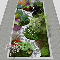 Garden Ornament Design With Stone Paths Colorful Flowers Shrubs And Trees