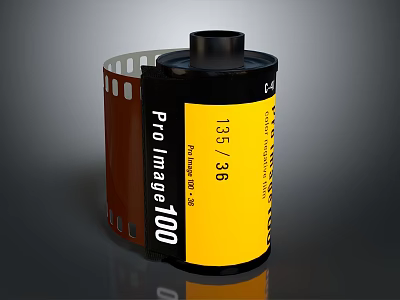 Decorative Accessory Set with Vintage Fujifilm Pro Image 100 135 36 Film Roll 3d model