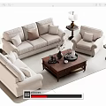 Elegant Modern Sofa And Coffee Table Set With Pillows Side Tables And Table Lamps