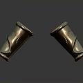 Copper Colored Weapon Handguards Featuring Textured Surface And Reflections On Gray Gradient Background