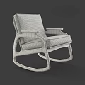 Stylish Leisure Chair with Wooden Frame Black White Checkered Upholstery and Rocking Armrests Design