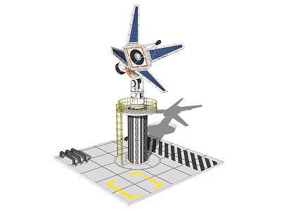 Advanced Military Weapon System With Tower Structure Multi Armed Top And Platform Base 3d model