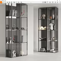 Modern Glass Display Cabinet With Multiple Shelves Books Sculptures And Vases