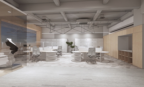 modern public office area minimalist office space 3d model