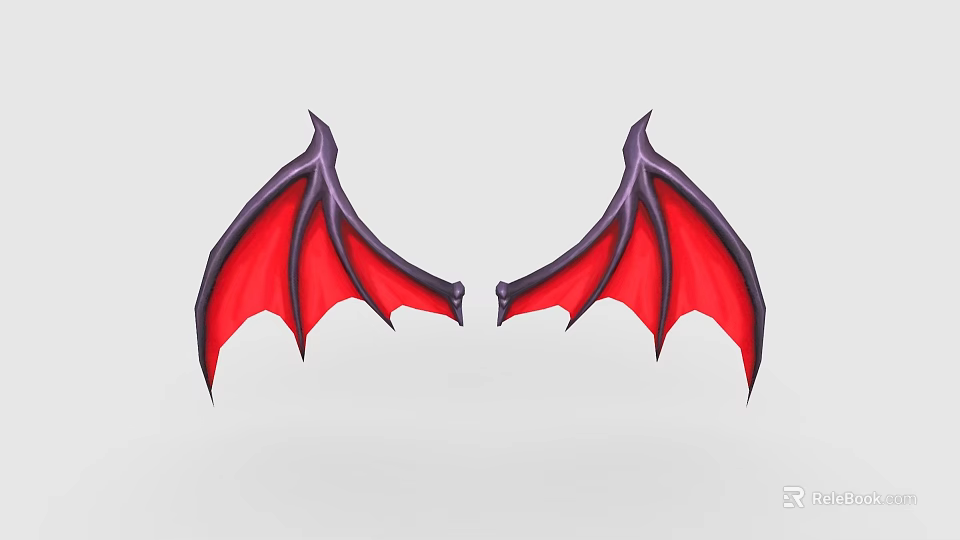 Game and Movie Character Featuring Red Purple Demonic Style Wings Design 3d model 