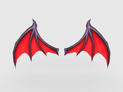 Game and Movie Character Featuring Red Purple Demonic Style Wings Design 3d model