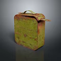 Old Rusty Green Public Facility Metal Storage Box With Handle And Lid