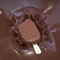Delicious Chocolate Covered Ice Cream Bar With Nut Toppings And Splashing Chocolate Sauce