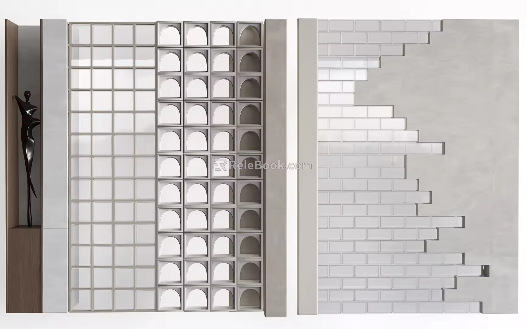 Modern glass partition glass screen porch partition 3d model