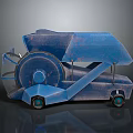 Blue Industrial Mechanical Device With Large Wheels Conveyor Belt And Inclined Top Structure