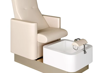 Beige Leather Manicure Chair With White Pedicure Basin And Stylish Design 3d model
