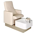 Beige Leather Manicure Chair With White Pedicure Basin And Stylish Design