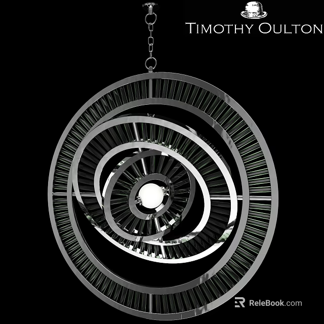 Modern Spiral Chandelier With Metal Circular Frame And Central Light Source 3d model 