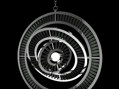 Modern Spiral Chandelier With Metal Circular Frame And Central Light Source 3d model