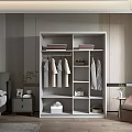 Modern White Wardrobe Interior With Open Compartments Hanging Sections And Storage Shelves 3d model