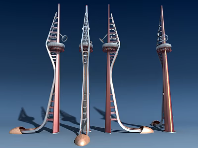 Modern Tall Playground Equipment Featuring Metal Structure And Unique Design For Kids 3d model