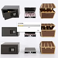 Multiple Safe Boxes And Wooden Chests Open Closed With Cash Inside 3d model