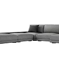 Gray L Shaped Sectional Sofa With Black Cushions Modern Minimalist Design 3d model