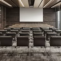 Modern Conference Room Interior With Plant Wall Projection Screen And Large City View Windows
