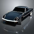 Sleek Black Classic Sports Car With Round Headlights Chrome Accents And Shiny Finish