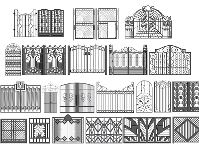Ornate Wrought Iron Gate Designs for Building Exterior Walls With Decorative Patterns 3d model