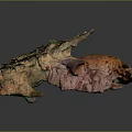 Realistic Rock Cave Landscape Structure With Green Vegetation And Open Hollow