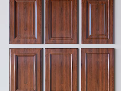 Wooden Wardrobe Doors With Dark Brown Classic Panel Design For Home Closet 3d model