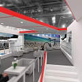 YAMAHA Exhibition Booth Interior Design With Displayed Motorcycles And Large Screens