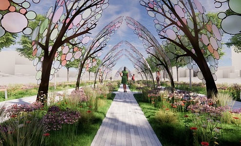 Tree-shaped gallery art gallery landscape gallery flower gallery plant theme garden 3d model