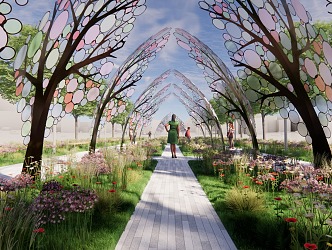 Tree-shaped gallery art gallery landscape gallery flower gallery plant theme garden 3d model