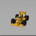 Yellow LOTUS Racing Car With CARMEL ELF Sponsor Logos And Large Tires