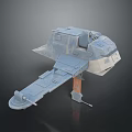 Blue Sci Fi Mechanical 3D Model With Wing Structure And Base Stand 3d model