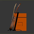 Musical Instruments Collection With Red Black Electric Guitars Yellow Acoustic Guitar And Orange Amplifier