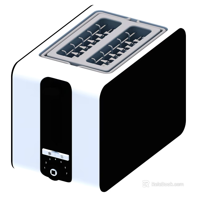 Two Slice Toaster Daily Use Kitchen Appliance With Modern Black White Design And Control Panel 3d model 