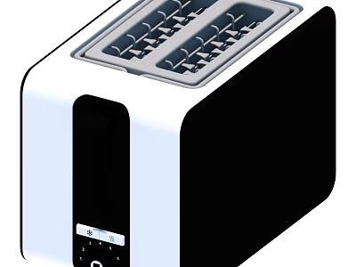Two Slice Toaster Daily Use Kitchen Appliance With Modern Black White Design And Control Panel 3d model