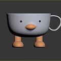 Adorable White Duck Shaped Cup With Black Eyes Orange Beak And Feet As Household Item