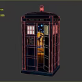 Blue Decorative Police Box Model With Open Door And Interior Lighting