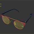 Stylish Modern Sunglasses With Black Frame Red Accents Gold Details And Green Lenses