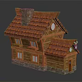 Cozy Wooden Cabin Design With Tiled Roof Stone Base Chimney And Windows